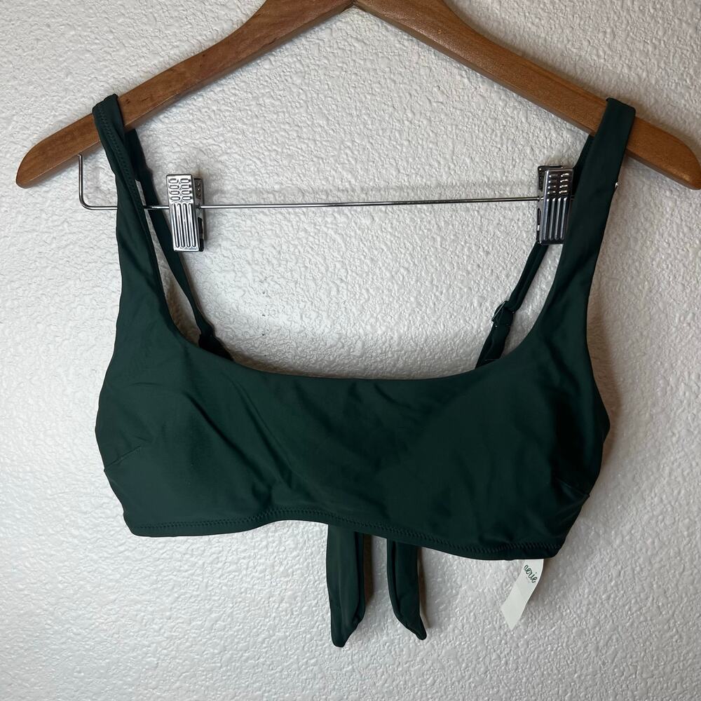Aerie dark green scoop tie back adjustable swimsuit top NEW MEDIUM